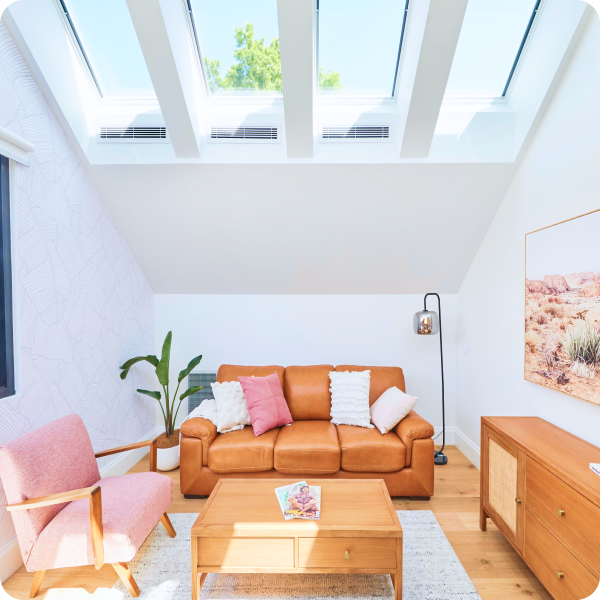 Modern room with skylights